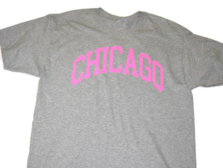 Chicago Bold Adult Shirt - heather grey with hot pink letters - Great  Chicago Gifts