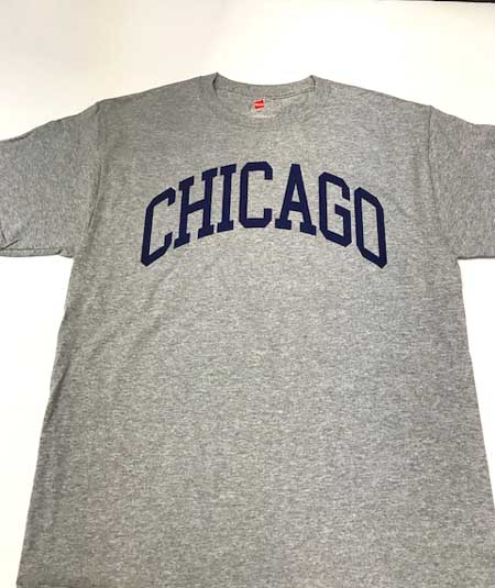 Chicago Bold T Shirt with Navy Letters - Great Chicago Gifts