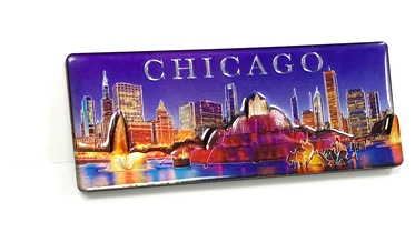 Chicago Souvenir Magnet Illinois Buckingham Fountain Willis Tower CNA  Financial